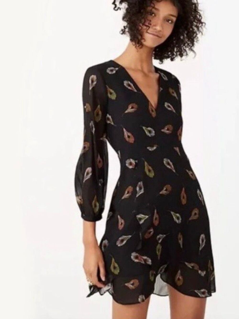 Madewell Peacock Feather Print Poppy Dress Women’s Size 0
